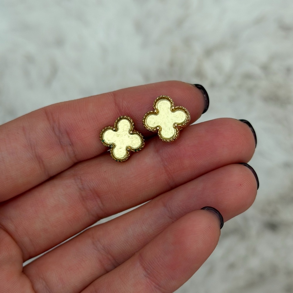 Gold Plated Clover Stud Earrings